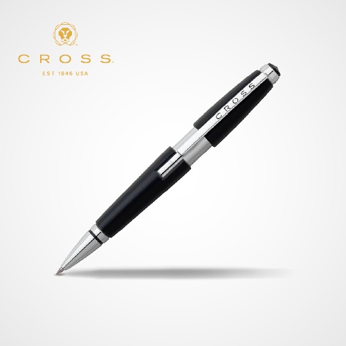 Edge Jet Black/Chrome Roller Ball Pen AT0555-2 — Custom branded pens from ClayBag