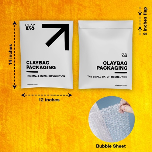 Courier Bubble Bags - 12in x 14in — Custom branded packaging from ClayBag