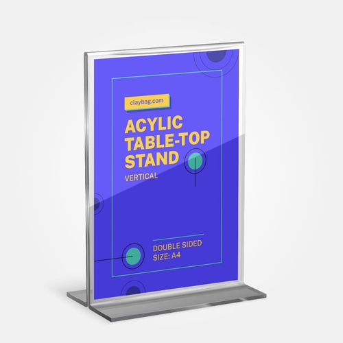 Double Sided Acrylic Table Top Stand- Vertical — Custom branded marketing essentials from ClayBag