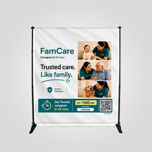 Printed Backdrop with Metal Frame Structure — branded for Outdoor Branding